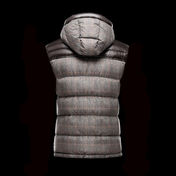 Moncler Moda senza maniche Marrone E Grigio Zipper Slash Uomo Gilet uscita
